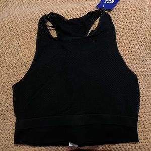 Black Sports Bra with Mesh Overlay